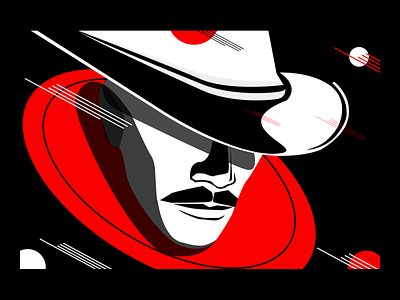 Man In The Hat Illustration black bold illustration red vector visualisation