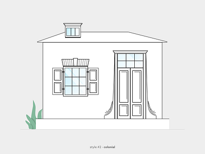 Illustration - Architecture Series - Style #2 Colonial architecture illustration line art minimal