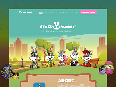 Ether Bunny - NFT Landing page 3d animation branding design graphic design illustration motion graphics top ux ui designer ui ui designer