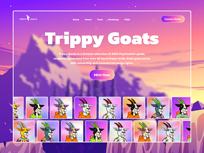 Trippy Goats - NFT UI design 3d animation branding design graphic design illustration logo top ux ui designer ui designer ux vector