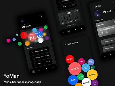 Subscription Manager app branding design glass glassm glassmorphism icon illustration logo mobile typography ui ux vector