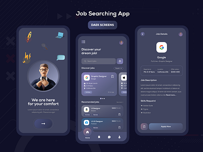 Job Searching App design for mobile app android app design graphic design ios mobile app typography ui ui ux design ux