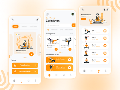 Yoga app design for IOS & Android android app design graphic design illustration ios typography ui ui ux design uiux ux yoga yogaapp yogaappdesign