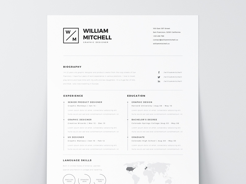 Free Resume Template Psd & Ai By Mats-Peter Forss On Dribbble