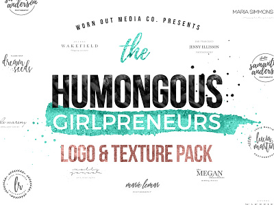 The Humongous Girlpreneurs Logo And Texture Pack circle feminine font inspiration logo logos minimal photography template textures watercolor women