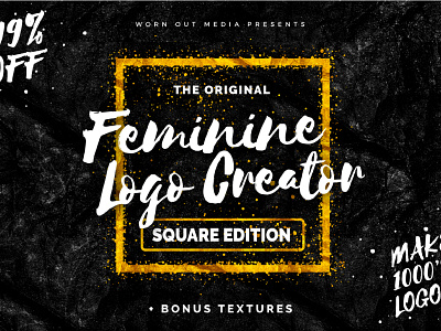 The Feminine Logo Creator Square Edition feminine font gold inspiration logo logos photography silver square template texture women