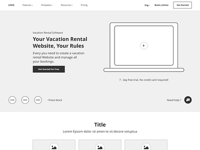 Wireframe Landing page