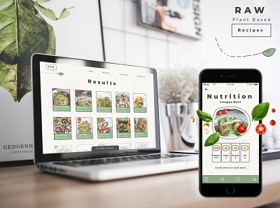 Plant (RAW) Based Recipe App design food plant based raw recipe responsive design ui ux vegan
