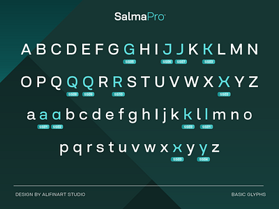 Stylistic Set for Salma Pro | Modern Sans Serif Font basic glyphs branding cyrillic design font font for logo greek illustration logo logotype motion graphics sans serif typography vietnamese