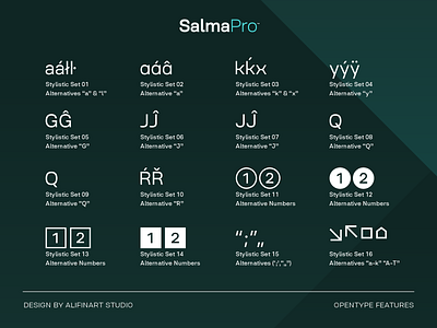 Opentype Features for Salma Pro | Modern Sans Serif Font branding cyrillic design font free font graphic design greek illustration logo sans serif typography ui vector vietnamese webfont website
