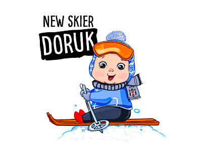 The New Skier 2d design blue character characterdesign illustration karikatür little skier product design ski snow board snow goggles winter