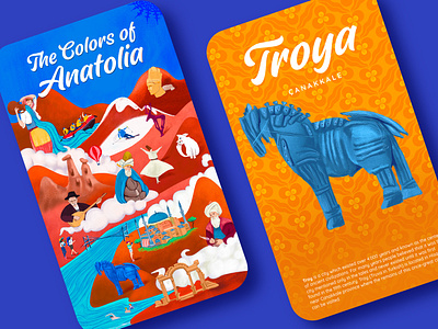 The Colors of Anatolia Card-1 2d design anatolia bag broshure character characterdesign design illustration karikatür miniature story mockup product design story design troya vector