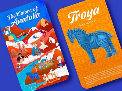 The Colors of Anatolia Card-1 2d design anatolia bag broshure character characterdesign design illustration karikatür miniature story mockup product design story design troya vector