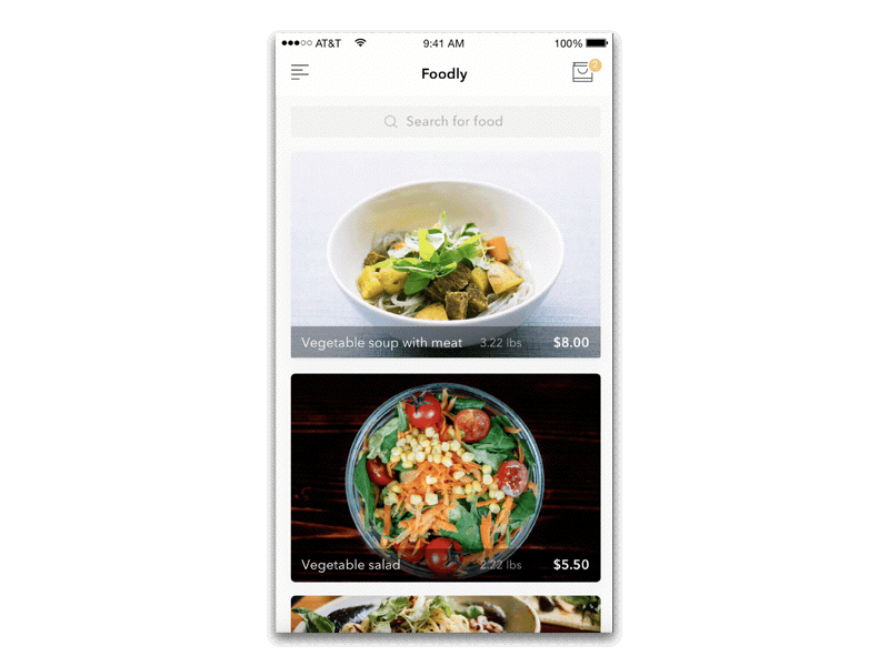 Foodly - lunch delivery animation ios mobile ui ux