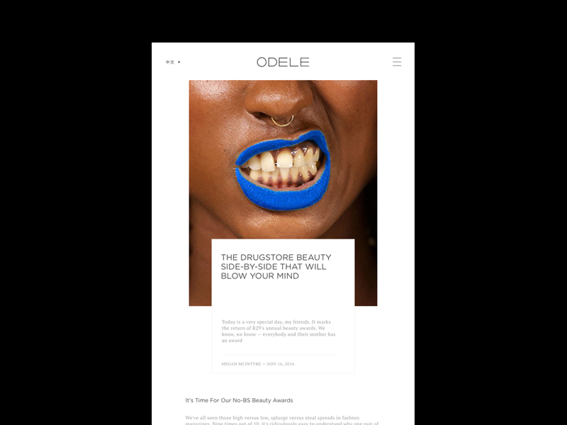Odele — cosmetic website shanghai china clean fashion cosmetic beauty odele minimal