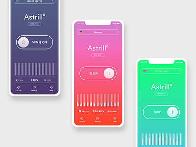 Astrill VPN - redesign astrill clean gradient iphone x minimal mobile redesign ui ux vibrant colors vpn