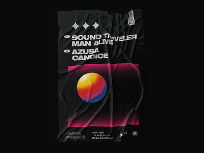 Sound Traveler & Man Alive 3d 90s black clean club electronic graphic design minimal music poster retro