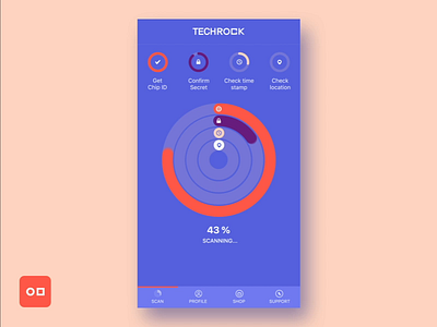 Techrock App - Scanning process app blue china clean dashboard flat minimal nfc orange scanning shanghai techrock ui ux wabi walimai