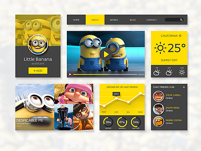 Despicable Me UI kit button despicable despicableme flag icon ios7 kit me menu profile ui uikit