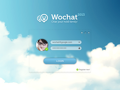 Login Ui blue chat glass login ui