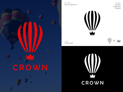 Crown: Hot Air Balloon clean logo dailylogochallenge flat logo logomark minimal minimalism minimalist