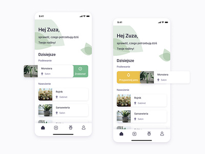 Plant Care App - Reminders figma figma design figma plant care app mobile care app mobile figma app plant app plant care plant care app polish designer polish ui designer reminders ui swipe to confirm swipe ui ui design