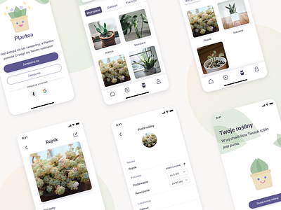 Plantea | Plant Care App aplikacja mobilna app screens care app design figma figma design plant app plant care plant care app polish designer ui ui design user interface