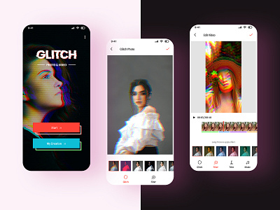 Glitch Photo & Video Editor app app design appicon branding design illustration logo logodesign mobile ui