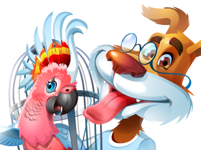 Blagoservice's mascot face bird cacatoo character dog illustration mascot parrot vet veterinary