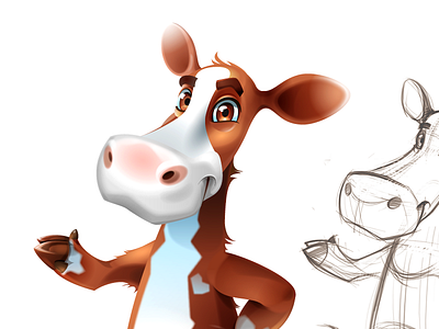 Cow character animal character cow mascot sketch