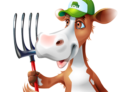 Cow Farmer animal character cow farmer mascot