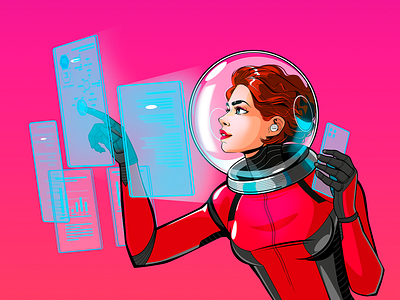 Mercury PR astronaut character future girl illustration kosmonaut mascot people vector vector art woman woman illustration