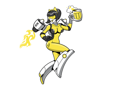 Beer cosmos beer character girl graphic design illustration people space sticker stickerpack vector vector art yellow color