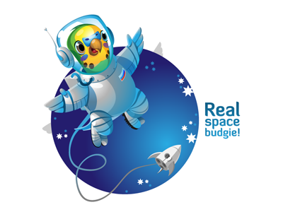 Budgie-spaceman (Letun Kosmicheskiy) bird budgerigar budgie character illustration mascot spaceman