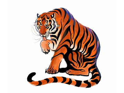 Tiger for New Year 2022 (2) 2d illustration animal illustration new year 2022 procreate rastr illustration red tiger