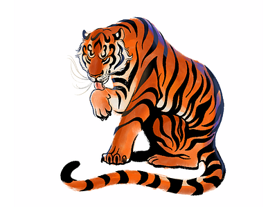 Tiger for New Year 2022 (2) 2d illustration animal illustration new year 2022 procreate rastr illustration red tiger