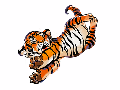 Happy New Tiger 2022 Year! animal baby tiger illustration kitten new year orange procreate tiger tiger year
