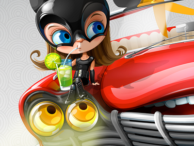 Catwoman :) car character girl lemonade old car