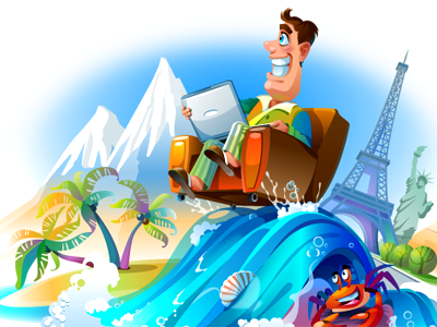 Getplanet main illustration character illustration man tourist water