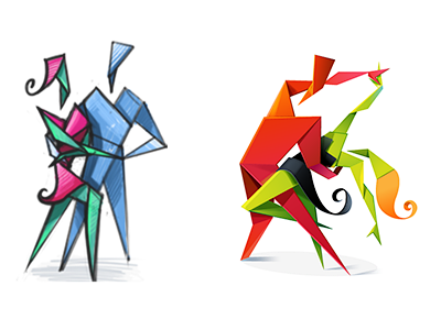 Localclasses Tango character dance dancer mascot origami paper people