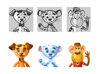 Kid's avatars for Promethean animal character dog icon leopard mascot monkey