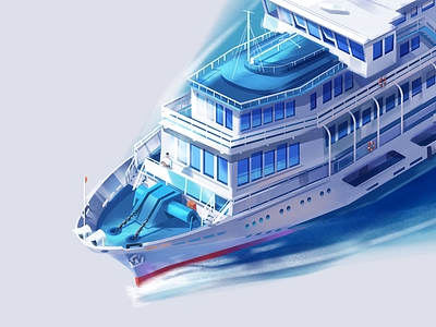 Motor ship for IT conference illustration motor ship ship