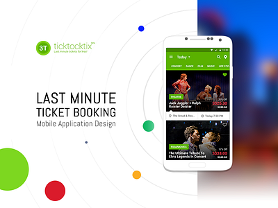 Ticktocktix UI/UX - Event Ticket Booking Mobile App Design android app application booking design event interface lastminute material mobile ticket uiux