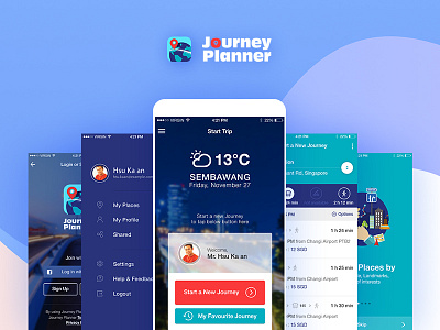 Journey Planner - Smart Trip Mobile App Design - UI/UX android app design interface journey planner mobile route map transport app ui ux