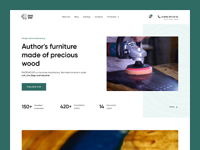 Riverswood - furniture company website design e commerce furniture green landing landing page manufacture site table ui ux web webdesign website wood