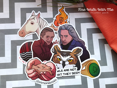 'Fire Walk With Me' sticker pack Twin Peaks inspired.