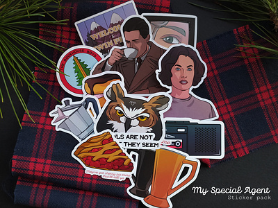 'My special agent' sticker set. Twin Peaks inspired