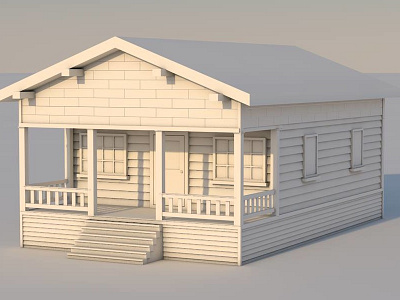 Small American House 3d american architecture c4d cinema 4d clay house lighting porch render white