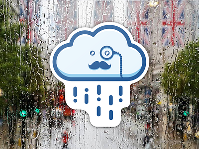 UK Rainy Days bold cloud england flat monocle mustache rain sticker stroke uk