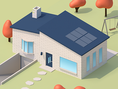 Simple isometric house 3d building c4d cinema 4d cute flat house illustration isometric render tutorial